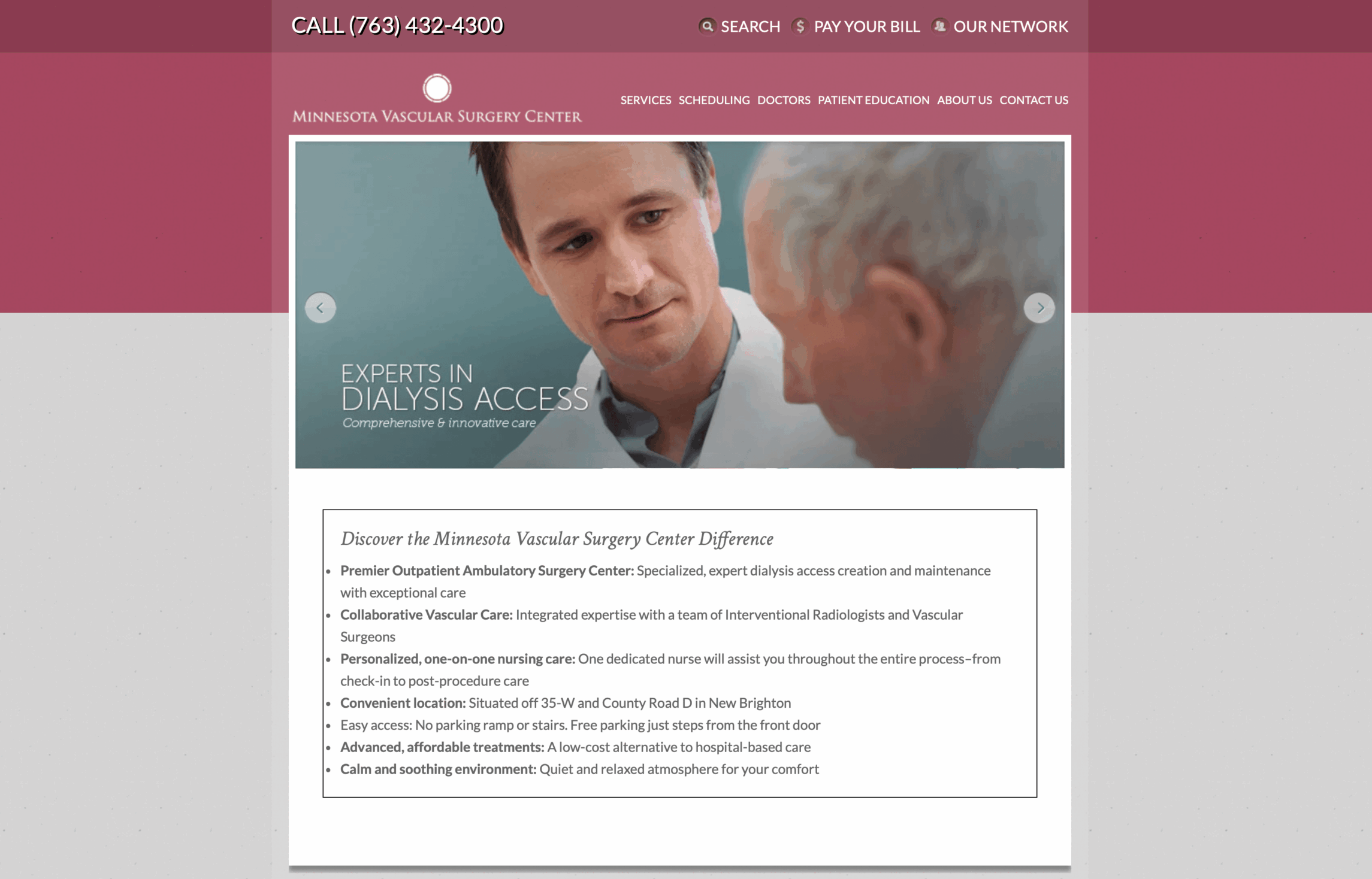 Minnesota Vascular Surgery Center specialists discussing dialysis access care with a patient